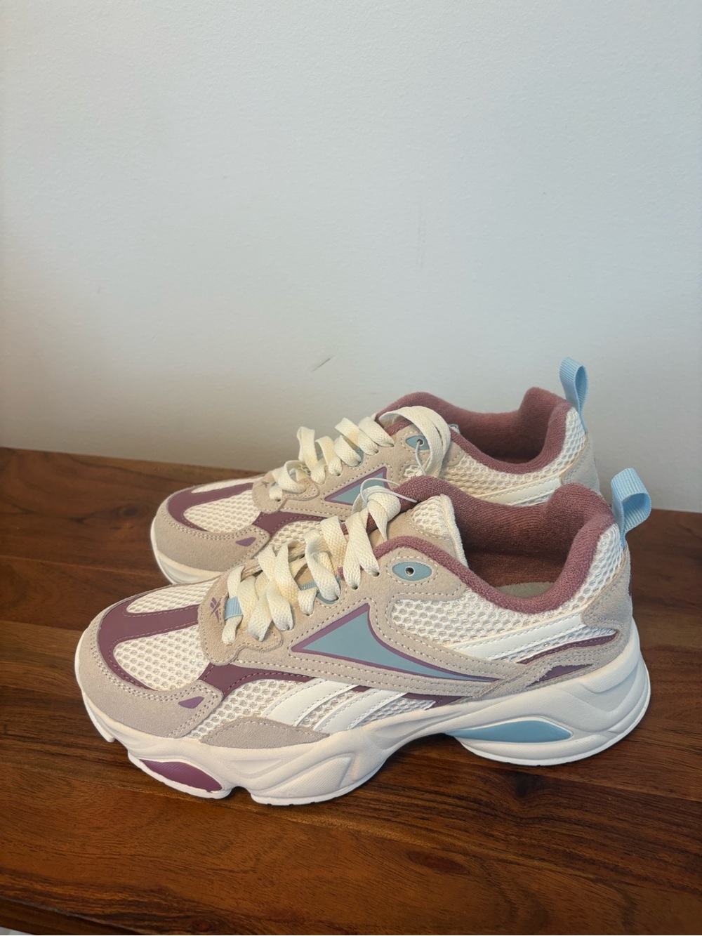 Reebok Women's White, Purple & Light Blue Chunky Sneakers